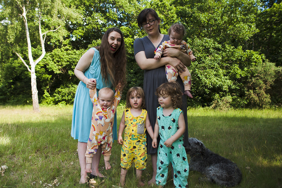Amber Wilde (left), her wife Kirsty, and their four children.