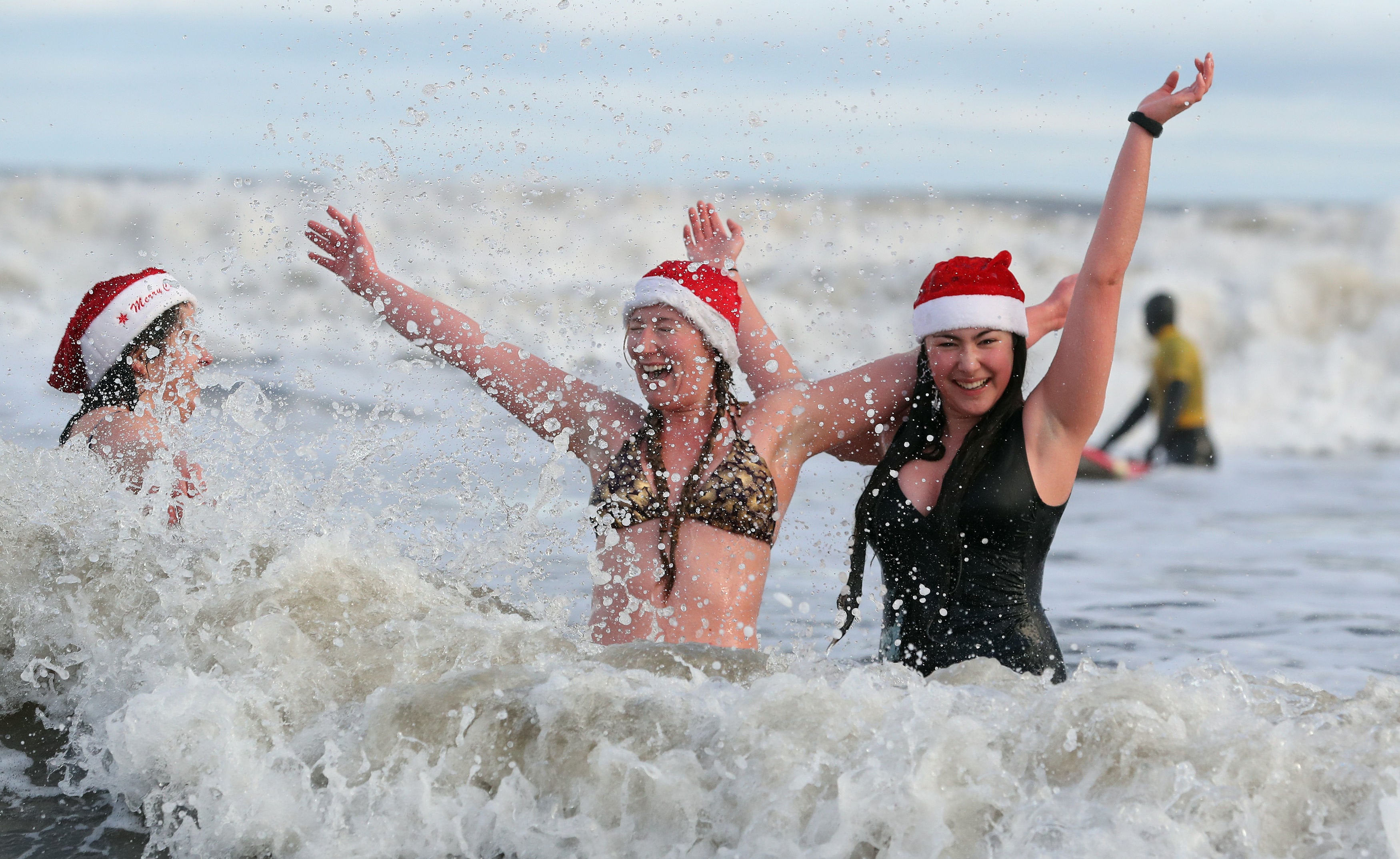 <strong>Women take a dip in the sea at Tynemouth</strong>