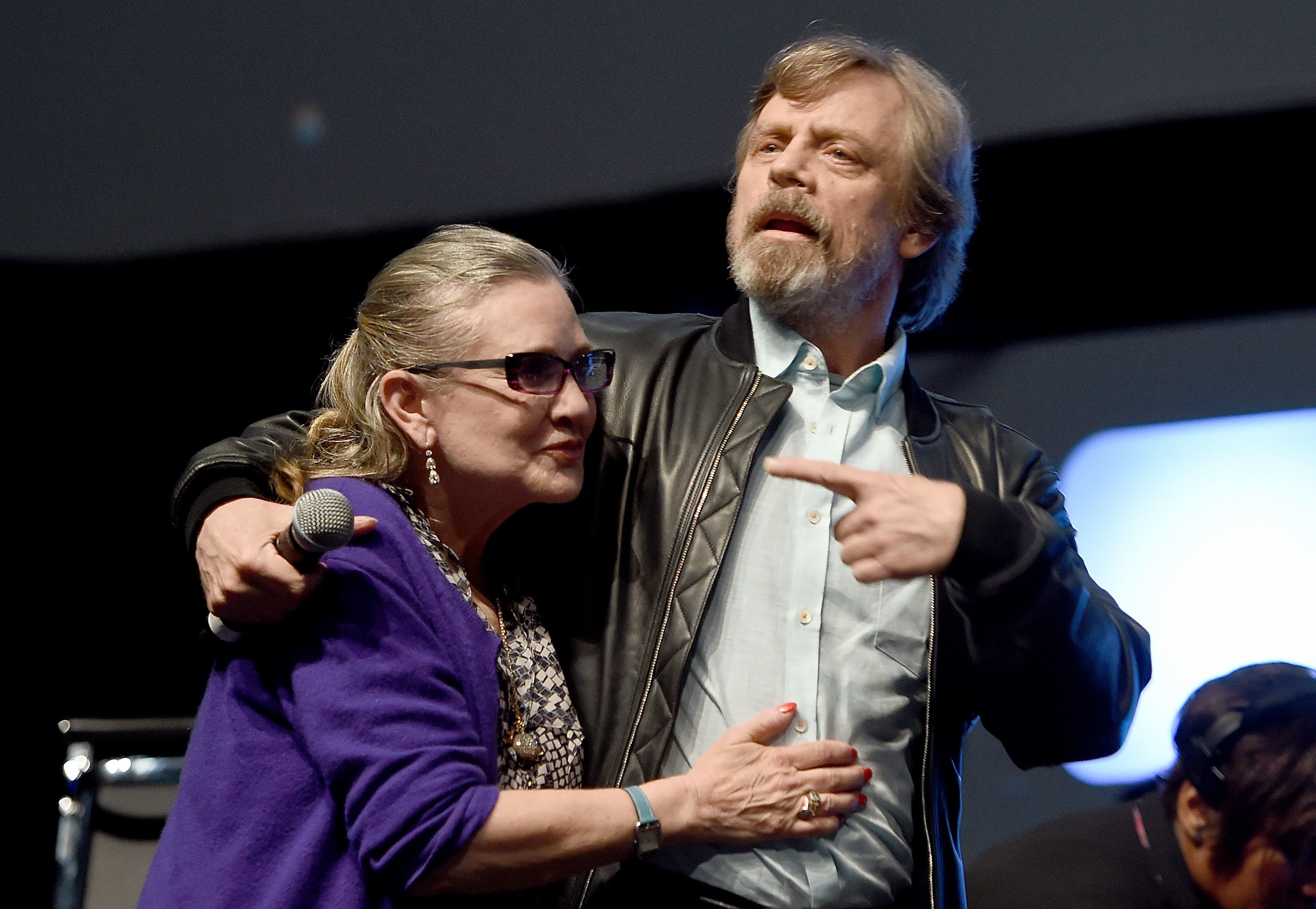 <strong>Mark and Carrie on stage at the Star Wars Celebration in July 2016</strong>