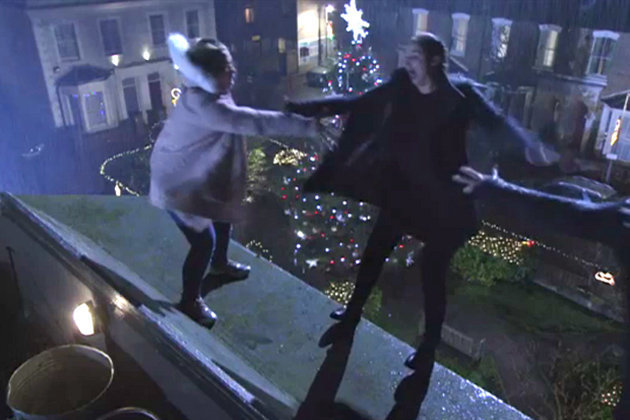 <strong>Abi and Lauren Branning plunged from the roof of the Queen Vic on Christmas Day</strong>