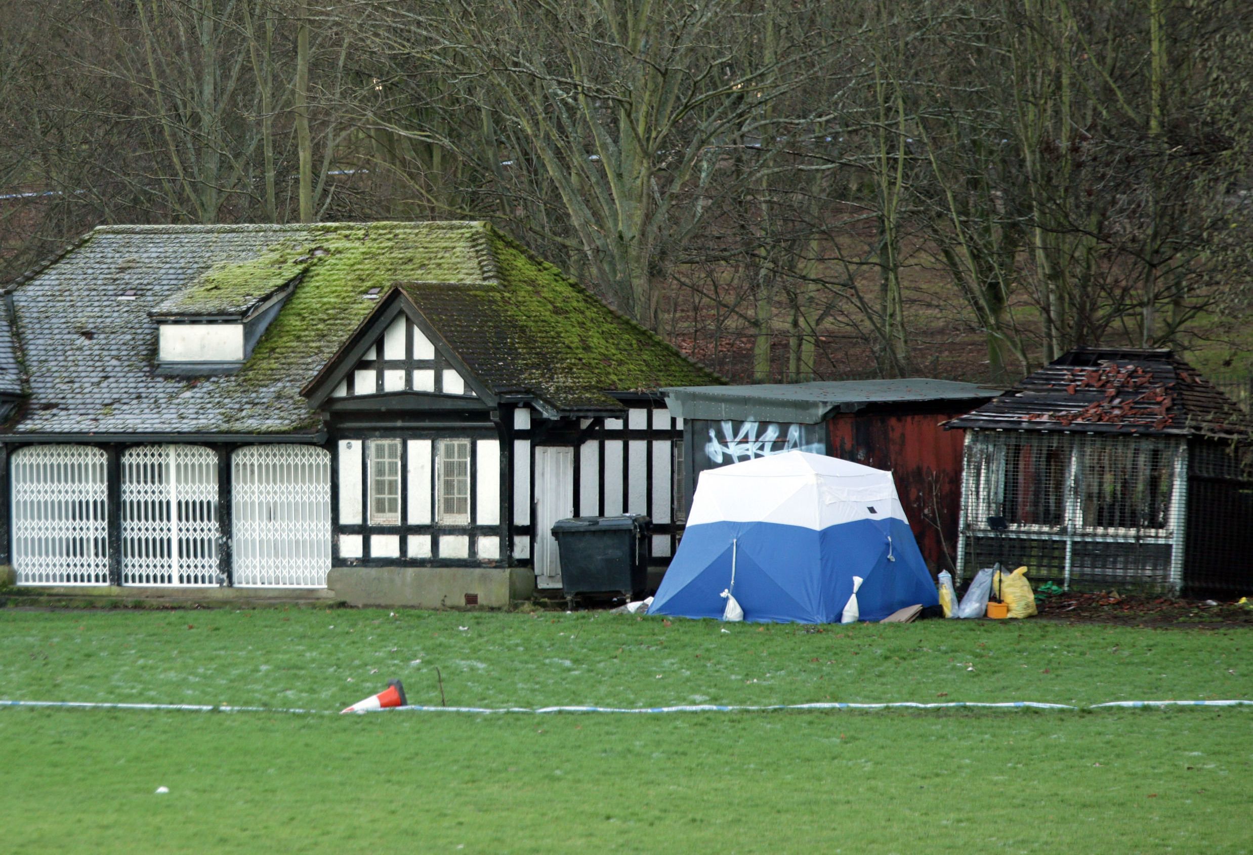 <strong>A police tent marks the area where forensic investigators were seen searching for clues on&nbsp;Thursday</strong>