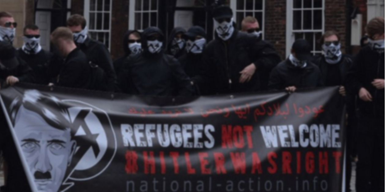 <strong>Six people have been arrested over alleged links to banned group National Action, pictured above before they were banned as a terrorist organisation</strong>