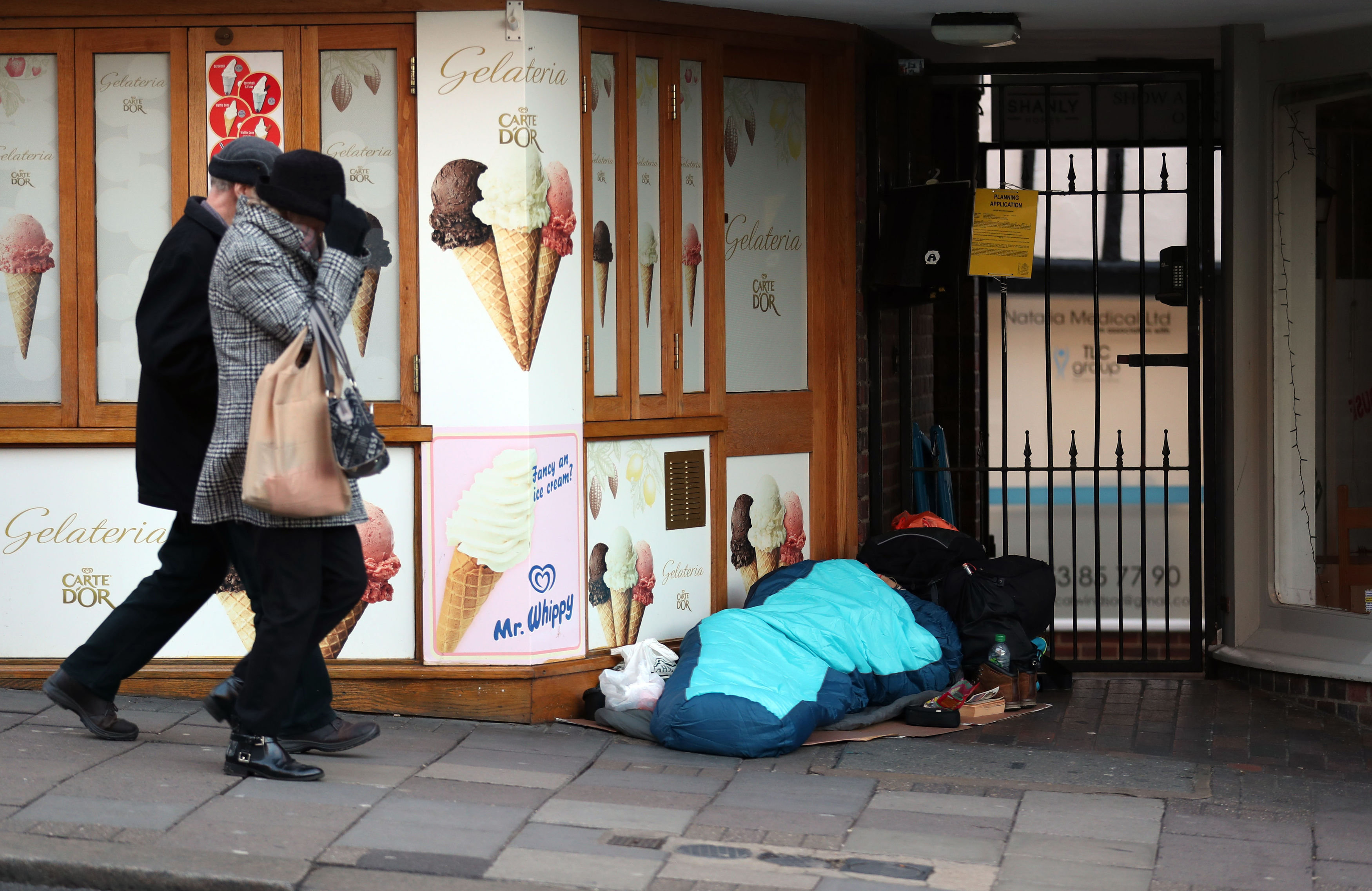 <strong>A homeless person sleeping rough near Windsor Castle</strong>