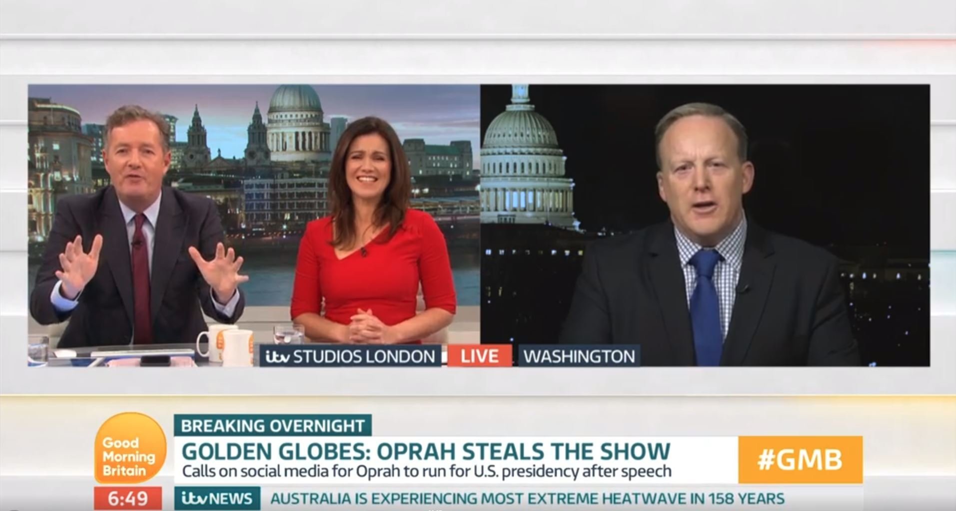 <strong>Piers Morgan and Sean Spicer clashed on 'Good Morning Britain'</strong>