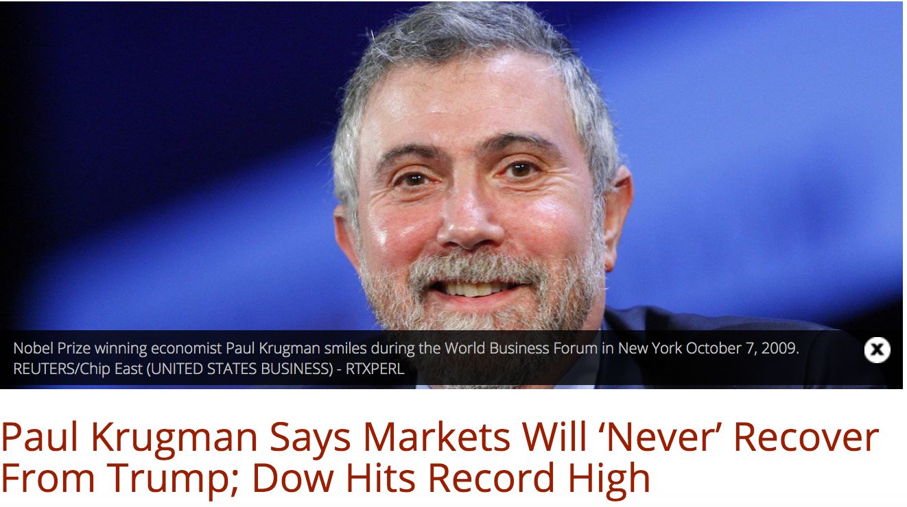 <strong>A news report on Paul Krugman's claims about the markets after Trump's victory</strong>