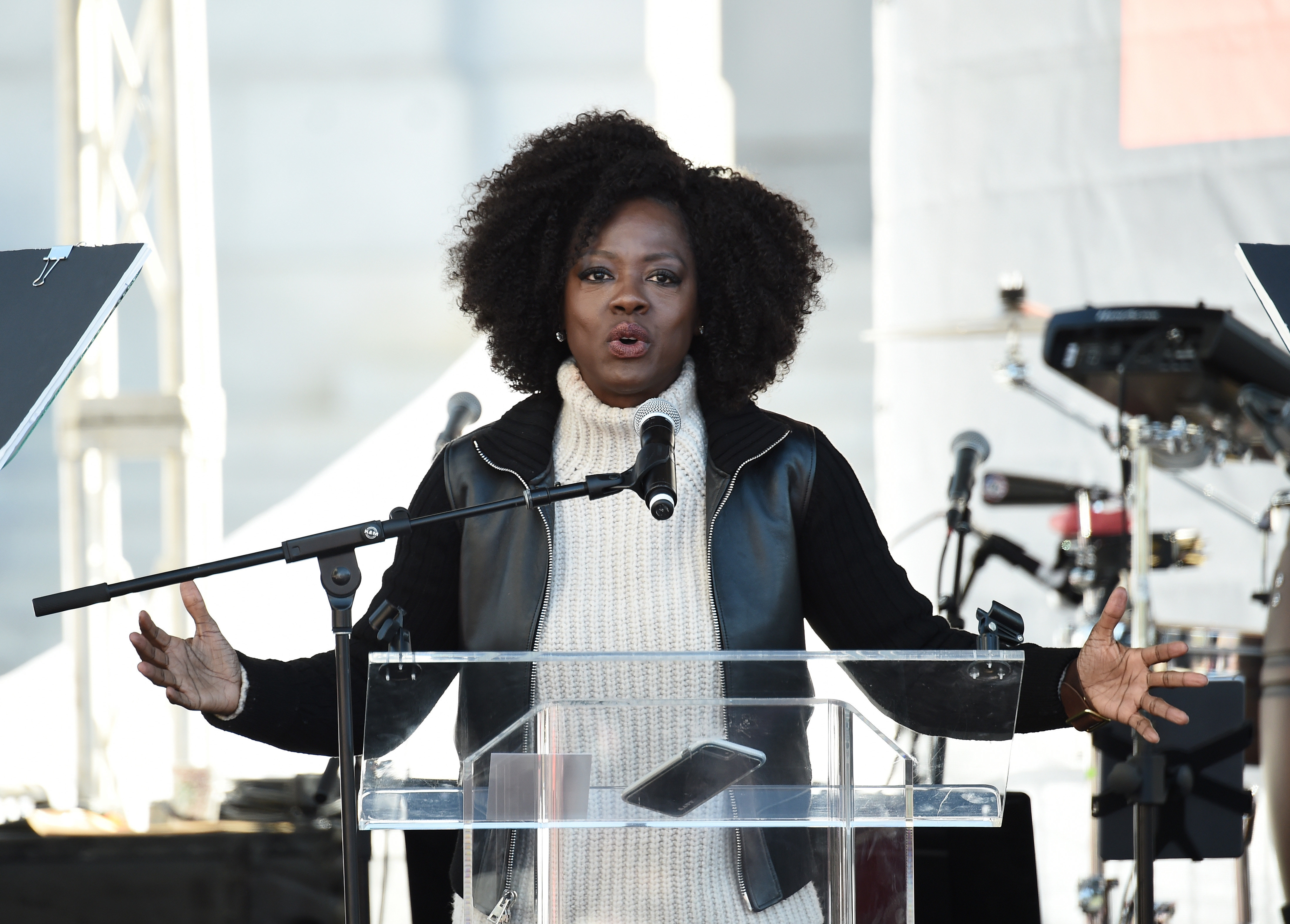 <strong>Viola Davis on stage in LA's Pershing Square</strong>
