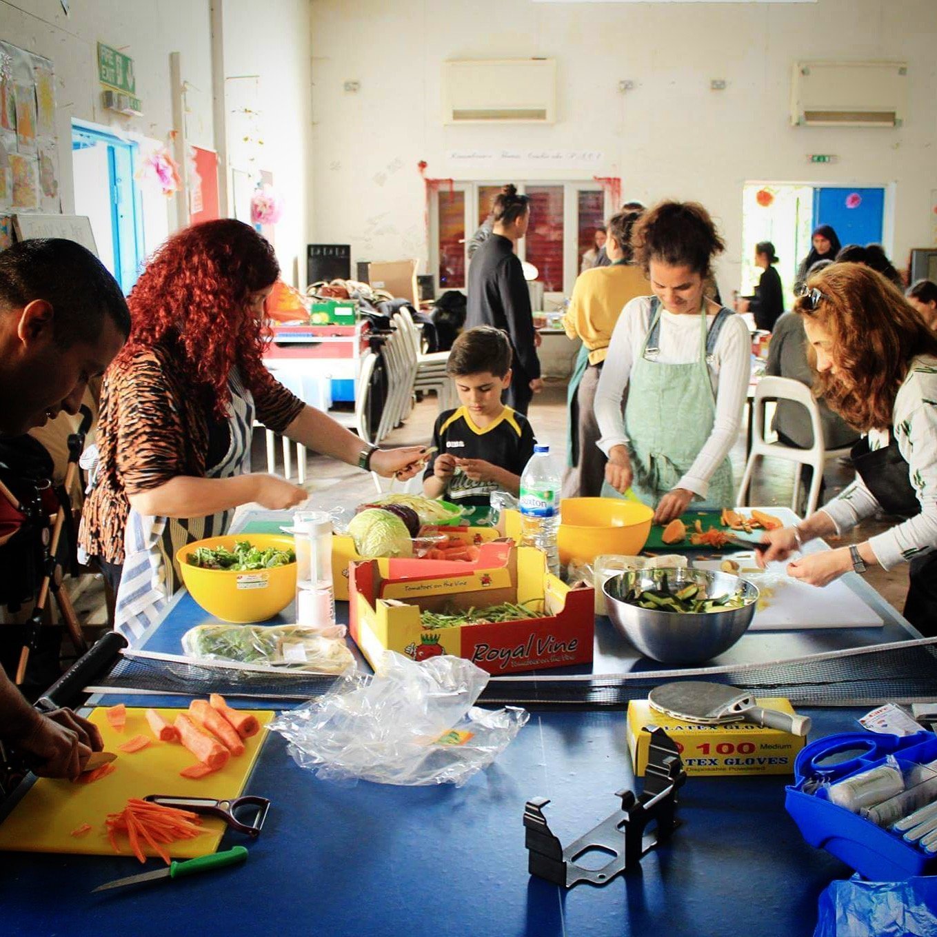 People of all ages get involved preparing the feast.