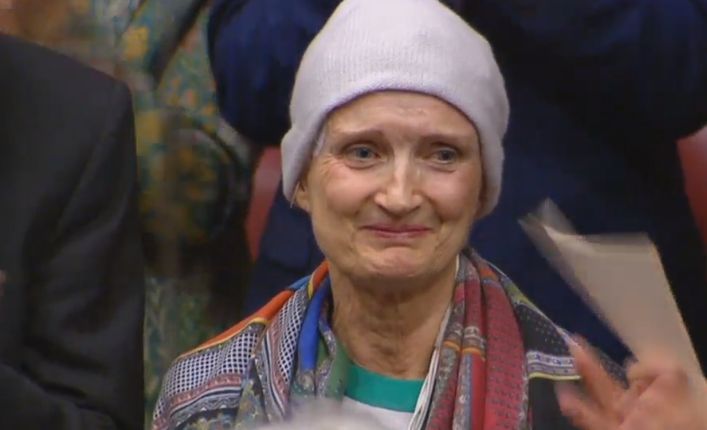 <strong>The former cabinet minister was visibly emotional as she was applauded</strong>