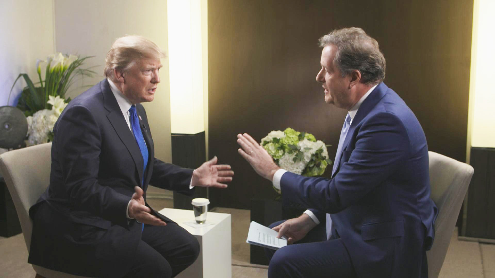 <strong>President Trump with Piers Morgan as he marks his first anniversary in the job.</strong>