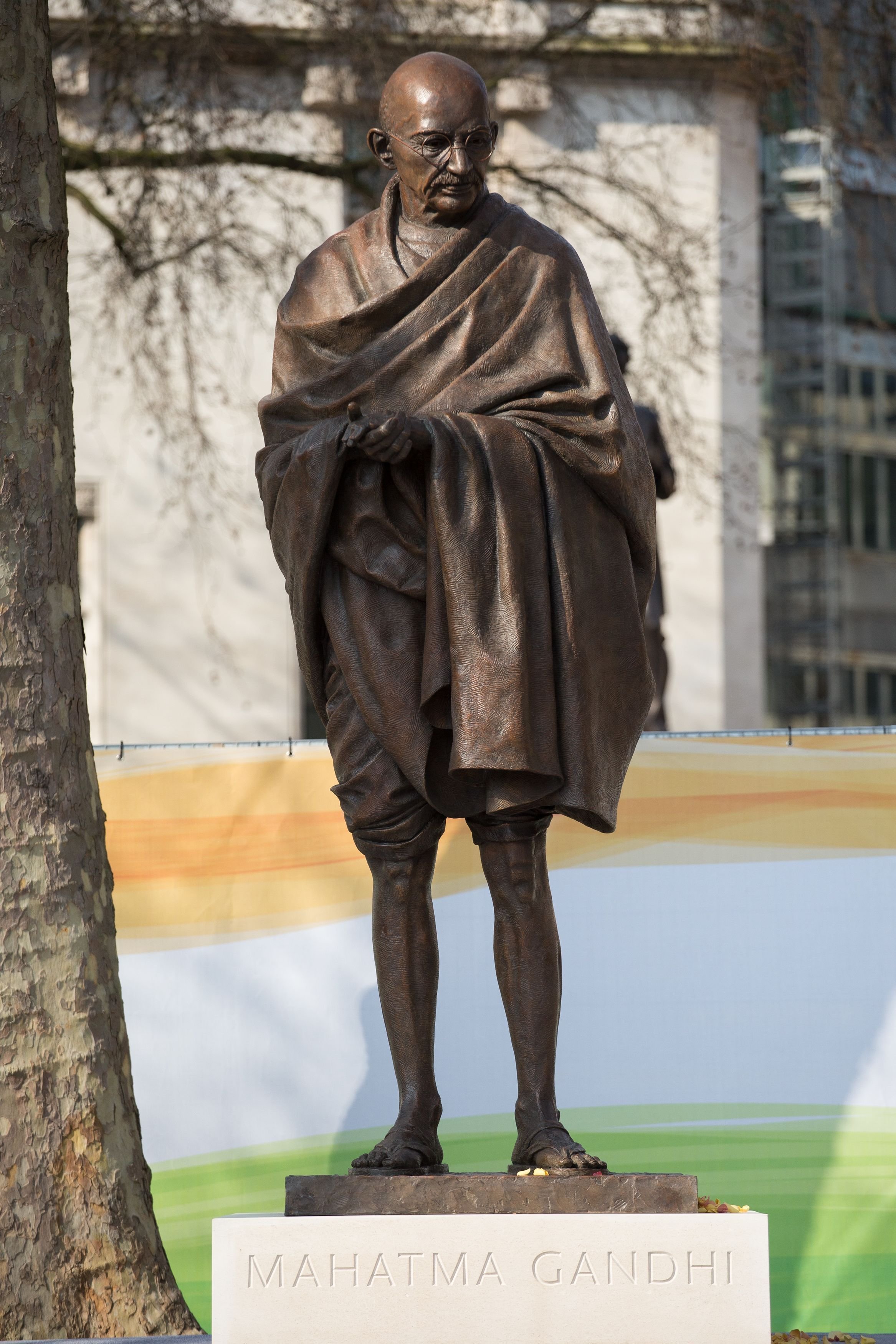 <strong>The Gandhi statue unveiled in Parliament Square, London in 2015</strong>