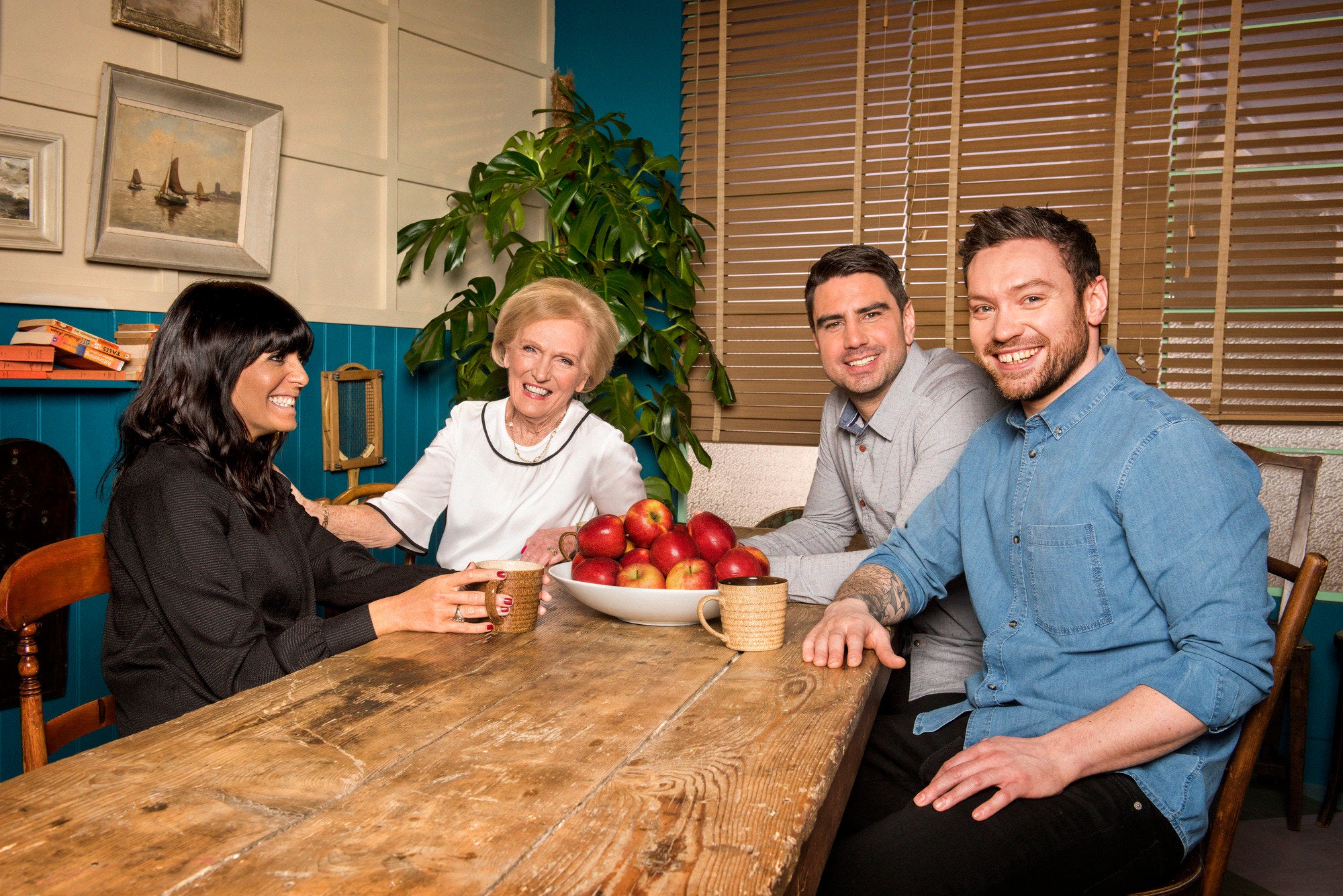 <strong> Mary Berry will be joined by Dan Doherty (closest to Mary) and Chris Bavin (right) on 'Britain's Best Cook'</strong>