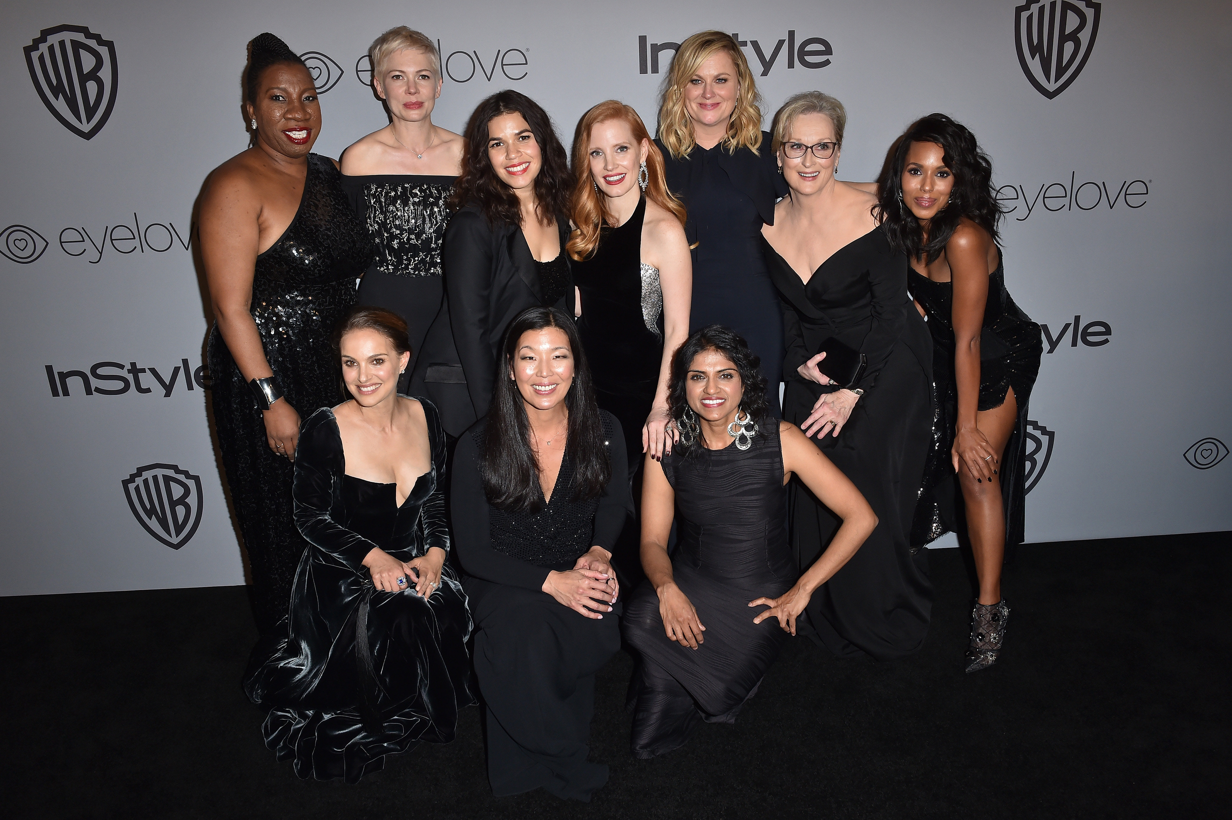 <strong>﻿Golden Globes attendees in black gowns</strong>