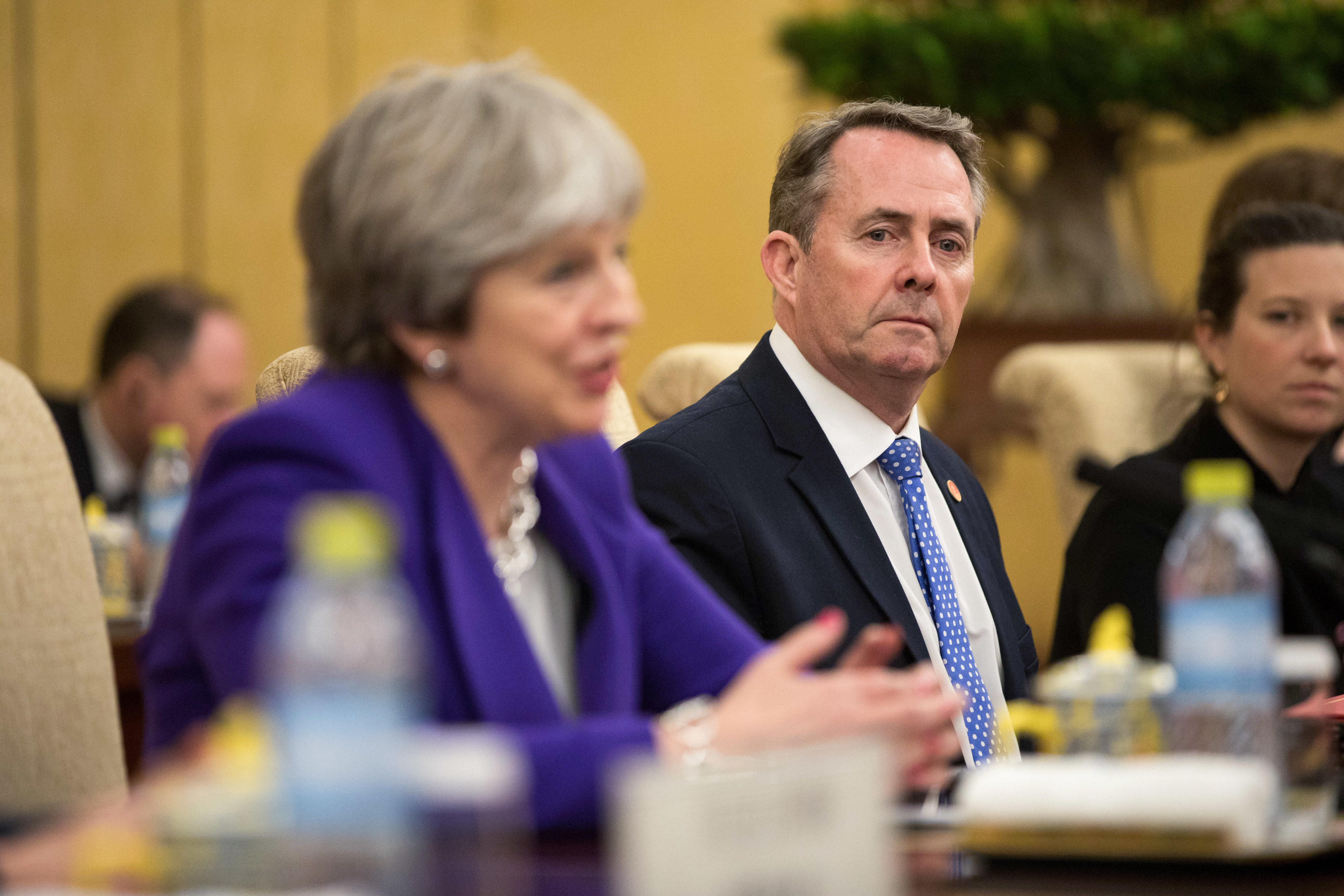 Theresa May and Liam Fox in China