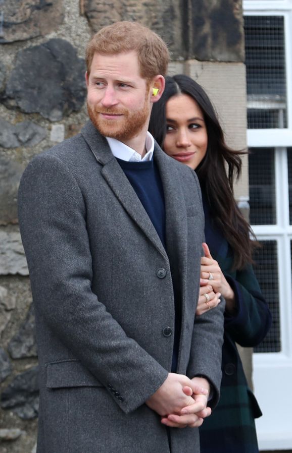 <strong>Prince Harry and Meghan Markle after watching the firing of the One o'clock gun at Edinburgh Castle</strong>