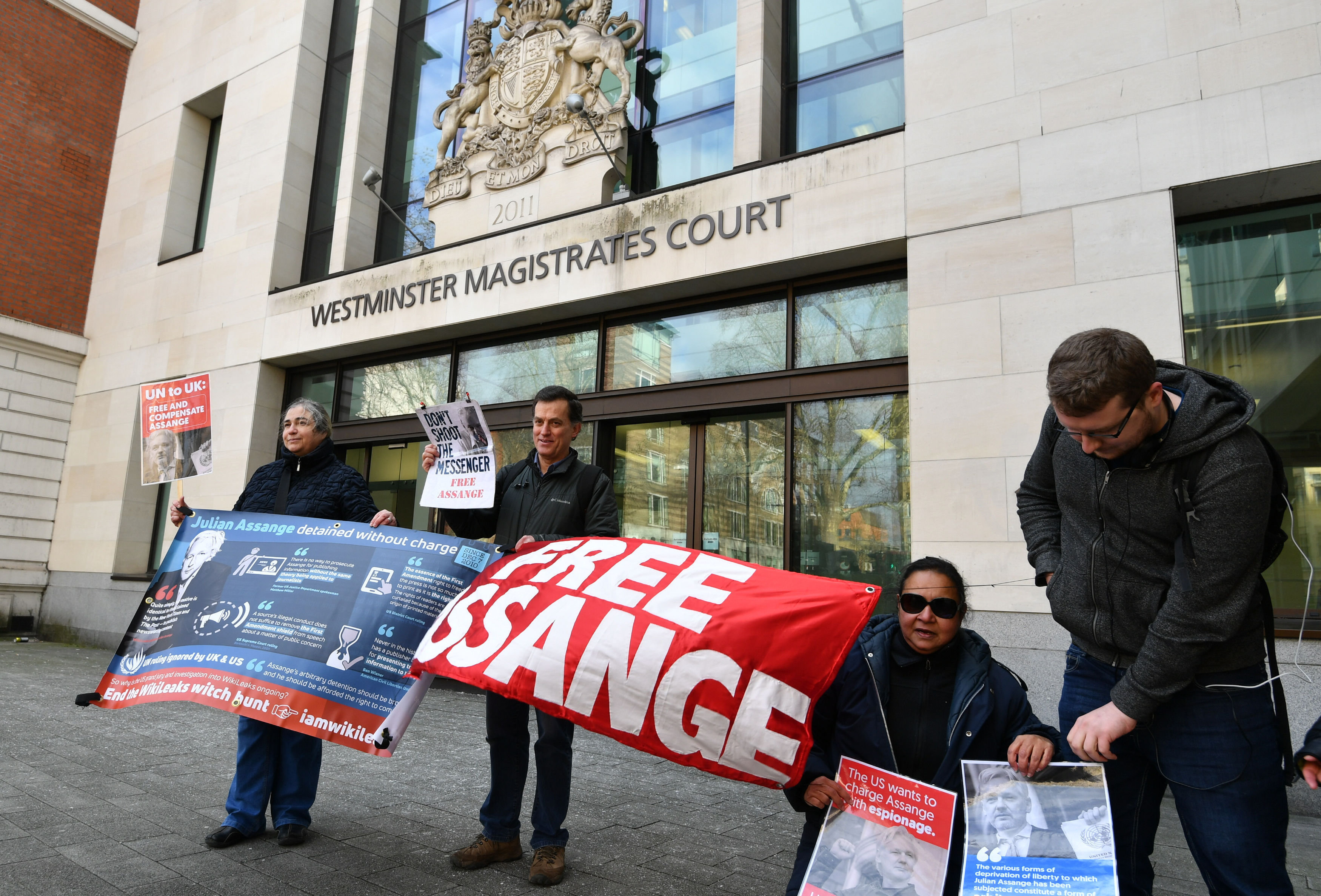 Julian Assange supporters outside Westminster Magistrates' Court last week