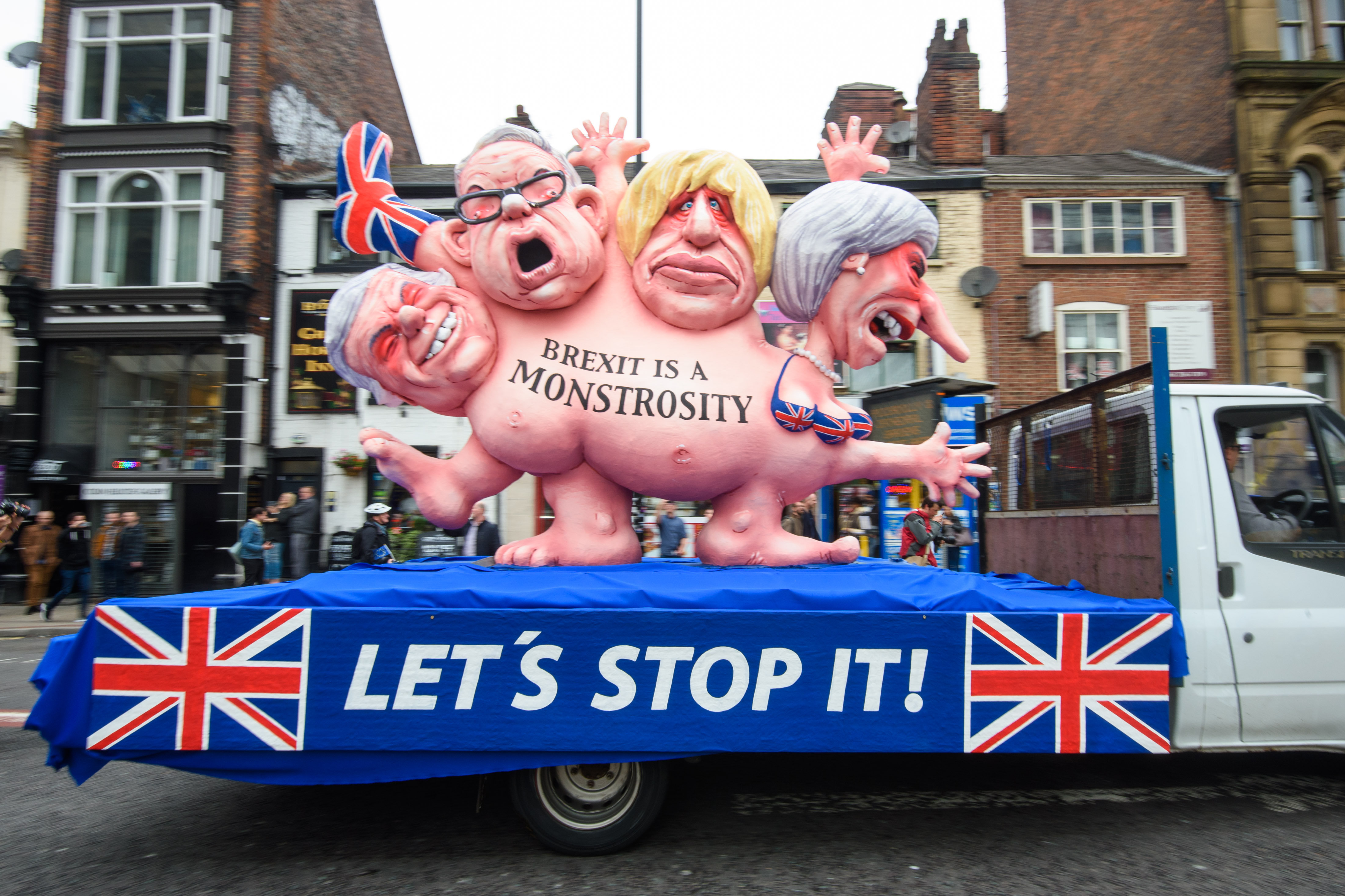 An anti-Brexit float in a Manchester protest