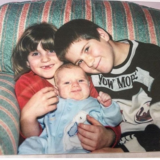Then: Sara (L), Daniel (middle) and Adam (R) in 1997.