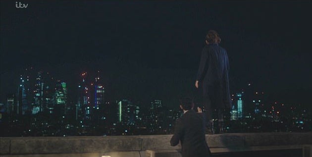 Marcella prepared to jump off the roof of the police station