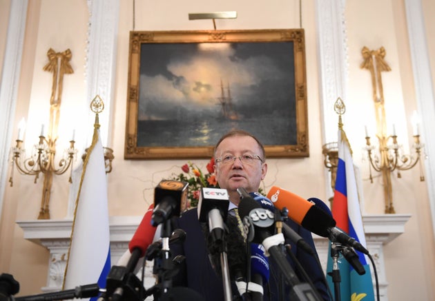 Russian ambassador to the UK Alexander Vladimirovich Yakovenko announcing that the Russian Embassy is publishing its own report on the Salisbury nerve gas attack