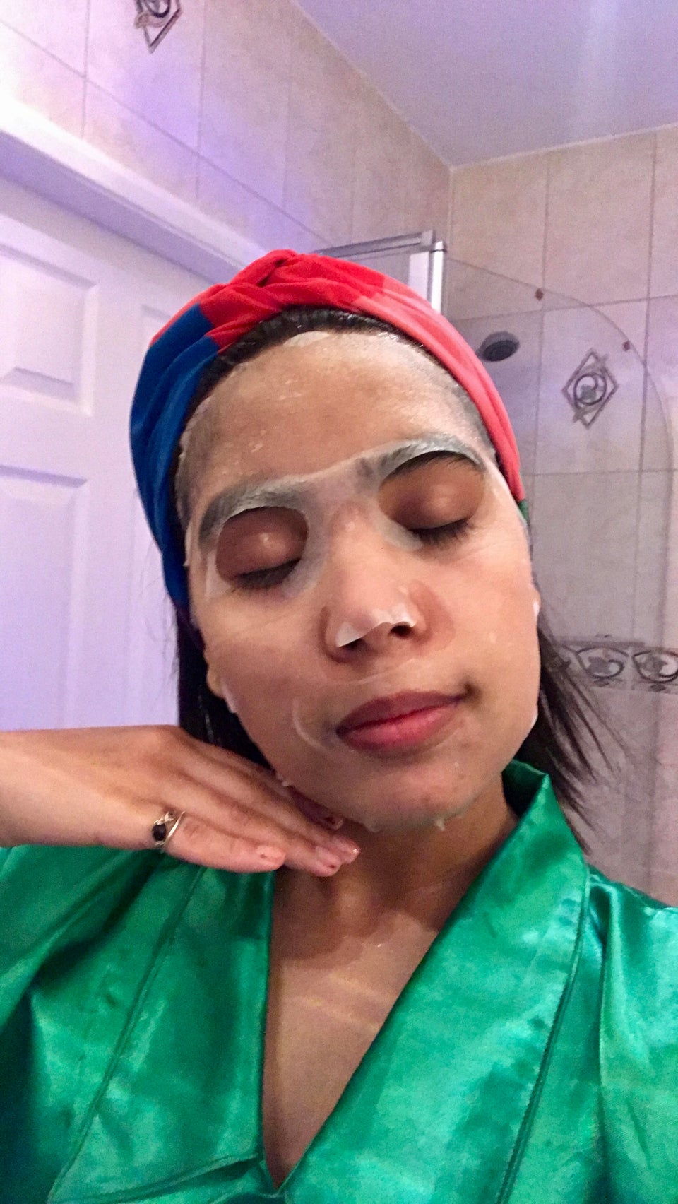 Trying to look cute in a Dr. Jart sheet mask.
