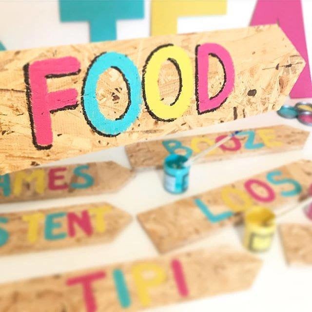 Signs in the making for Jo and Will's reception.
