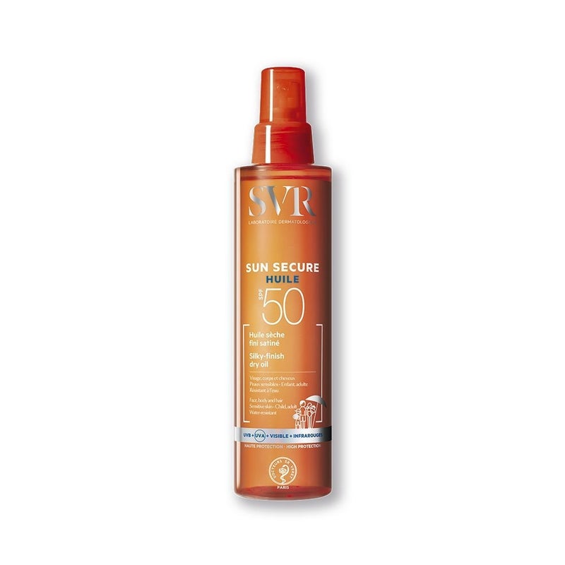 <strong>Huile sèche cheveux et corps SPF 50 </strong><br />Indispensable pour protéger les cheveux du dessèchement lié au soleil, on évite ainsi de passer par la case ciseaux à la rentrée. Très haute protection, l'huile sèche convient également au visage et au corps sans film gras. Une huile satinée pour un bronzage parfait.<br />Sans paraben, sans alcool et sans octocrylène.<br /><br /><i>Prix: 235 DH en pharmacie et parapharmacie</i>
