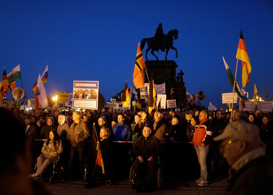Eine Pegida-Demonstration in Dresden im Oktober 2015.