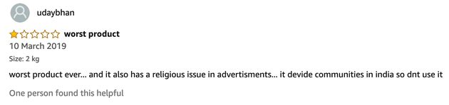 A user's review for Surf Excel.