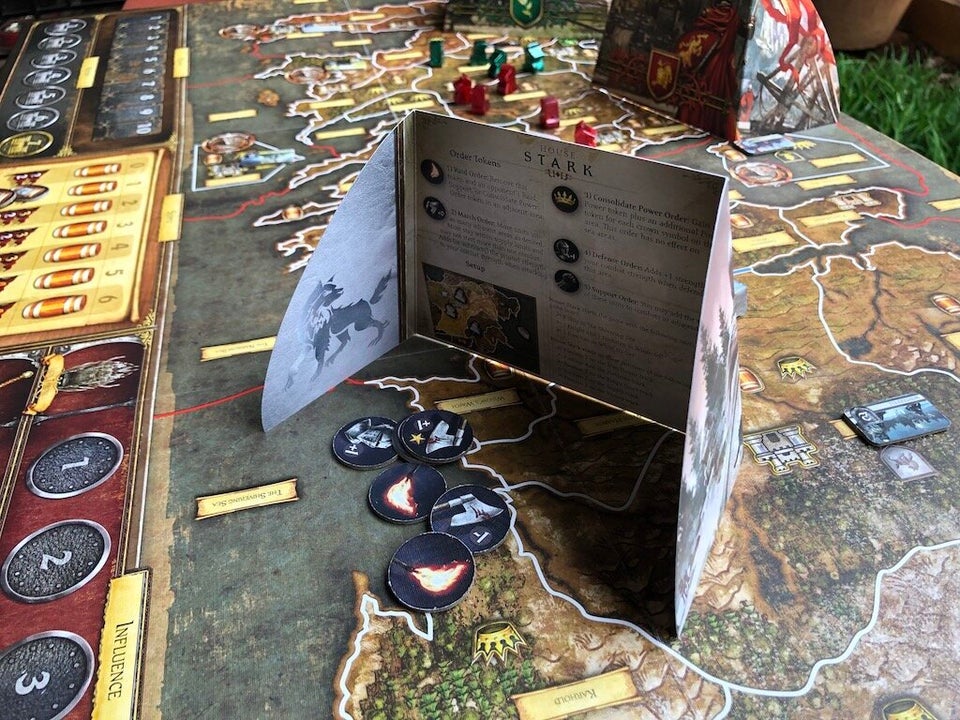 While you build up your armies and vie for control of the seven kindgoms, you'll also make alliances with the other players—but can you be trusted, or will you stab your friends in the back?