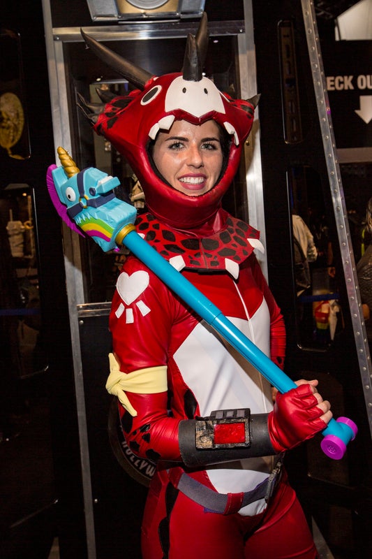 A cosplayer dressed as Tricerahops 
