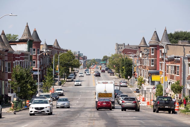 Vista de North Avenue, en el oeste de Baltimore.