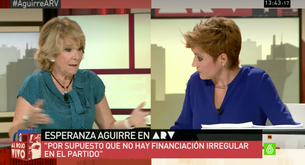 Esperanza Aguirre y Cristina Pardo en 'Al Rojo Vivo'