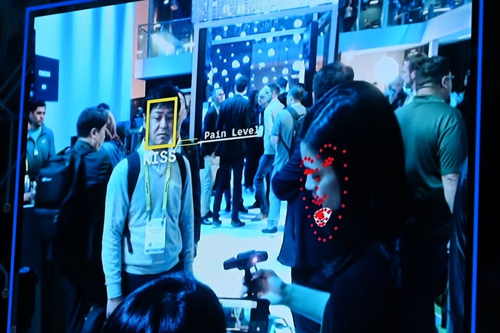 Facial recognition software is demonstrated at the Intel booth at CES 2019 consumer electronics show, January 10, 2019 at the