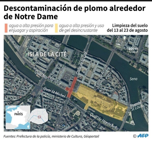Empiezan los trabajos de limpieza de plomo en Notre Dame de París