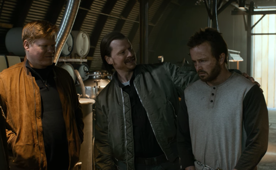 Todd is the standout supporting star of "El Camino." He sings along to "Sharing The Night Together" as he drives with a dead body in his truck bed. He's mesmerized by a welder's mask while Kenny (Kevin Rankin) discusses whether Jesse's leash is strong enough to hold him in their meth lab. He gets overly excited about bean and bacon soup. Even though Plemons looks very different all these years later, time and time again, his character delivers the weirdest and most messed up moments of the movie.