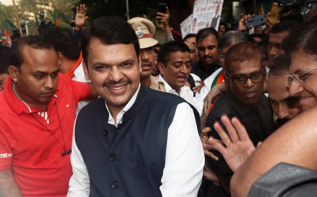 Maharashtra chief minister Devendra Fadnavis leaves the Bharatiya Janata Party (BJP) headquarters after addressing supporters in Mumbai, India, November 23, 2019. REUTERS/Francis Mascarenhas