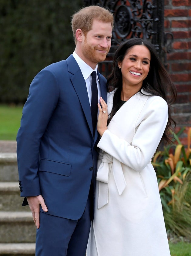 Harry and Meghan in the Sunken Garden of Kensington Palace after announcing their engagement on Nov. 27, 2017.