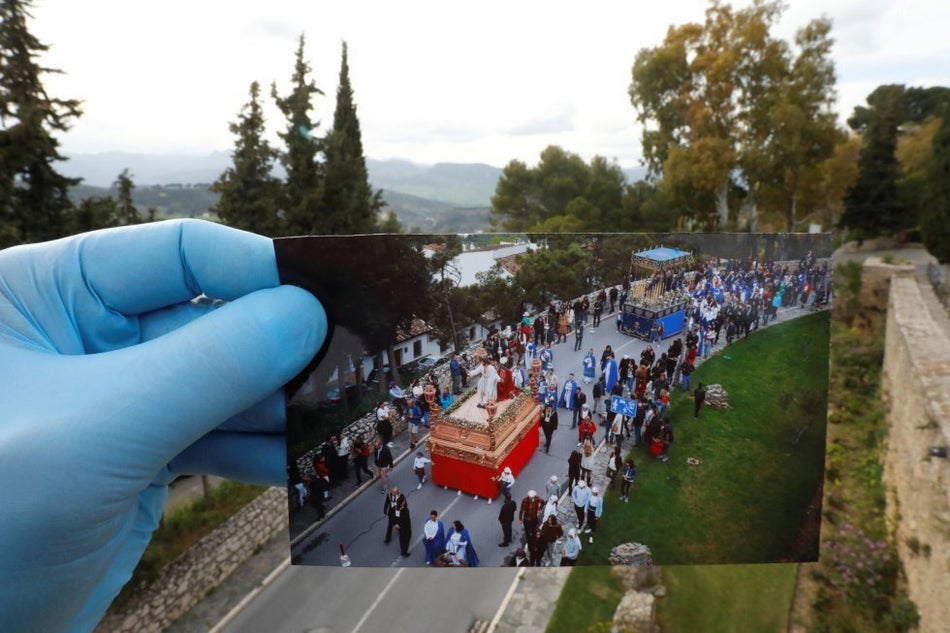 Procesión del Cristo Resucitado y Nuestra Señora de Loreto en Ronda, en abril de 2019.