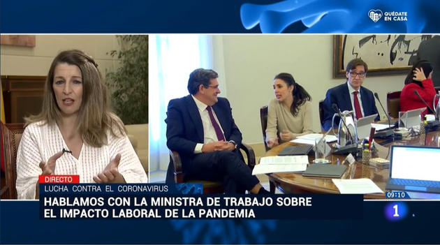 Yolanda Díaz, en 'Los desayunos' de RTVE el 17 de abril de 2020.