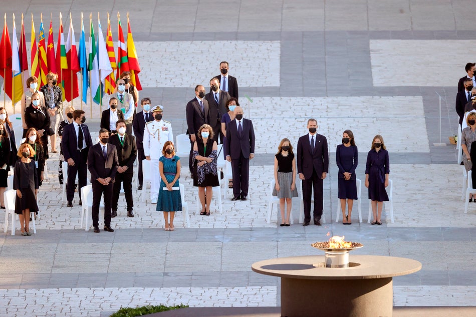 El rey Felipe VI, la reina Letizia, la infanta Sofía y la Princesa de Asturias durante el homenaje de Estado.