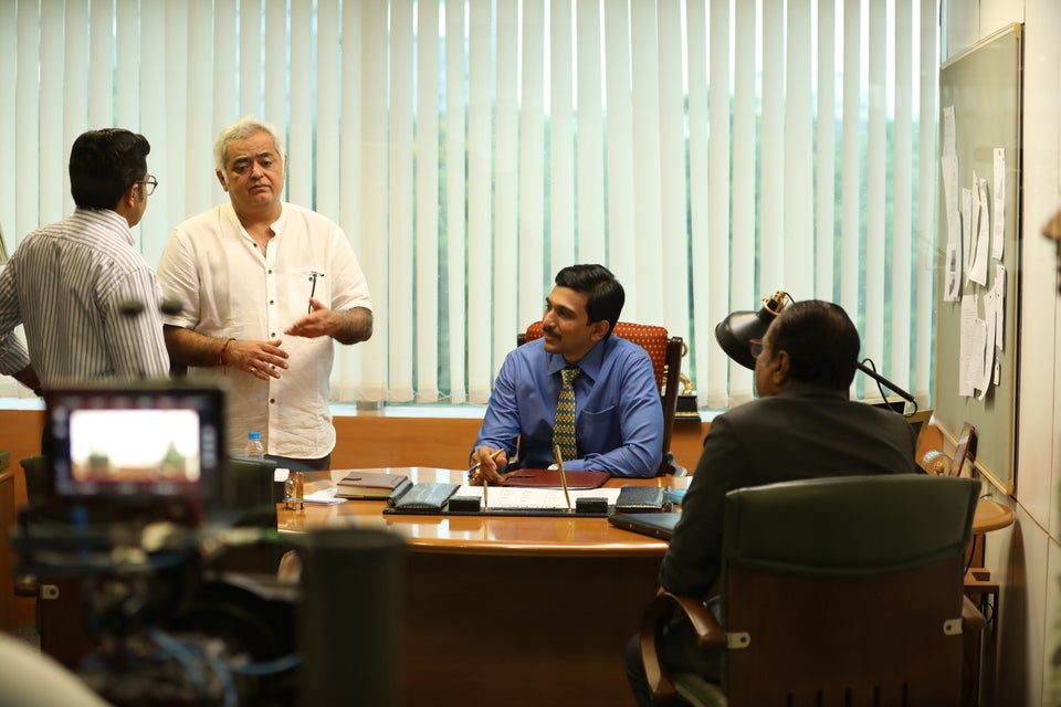Hansal Mehta with Pratik Gandhi on the sets of Sony LIV's 'Scam 1992'