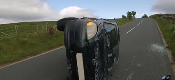 There Was Only One Thing This Driver Could Do To Avoid A Head-On Crash