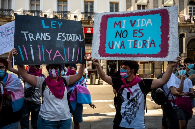 Una manifestación a favor de la Ley Trans.