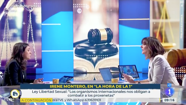 Irene Montero y Mónica López en La Hora de La 1