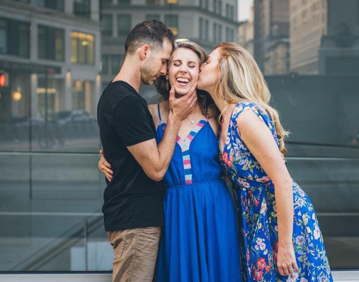 This Is What A Polyamorous Breakup Really Looks Like 2 Fishman with his current partners Lea and Krissy