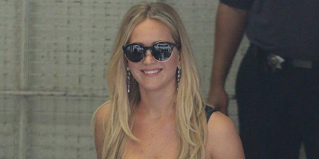 Jennifer Lawrence Turns Heads At Comic-Con In Blue Slit Dress