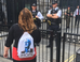 Woman Wearing Jeremy Corbyn Bag Heckles Police And Army At Downing Street Gates