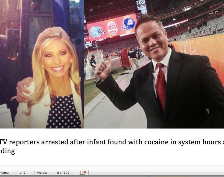 2 Ex-TV Reporters Busted On Cocaine Charge, baby tested positve for cocaine too. 5773ee0419000024002187cd