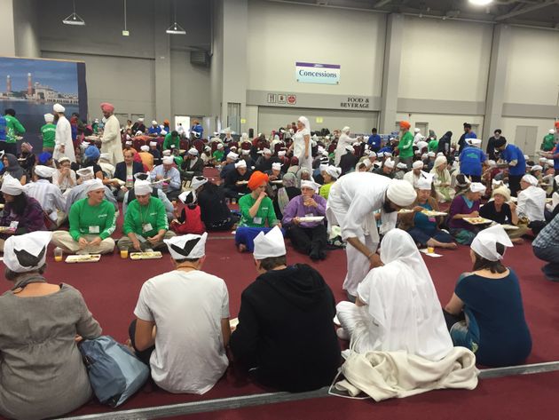 <span class='image-component__caption' itemprop="caption">Thousands partook of a free langar meal on Saturday, Oct. 17, 2015, during the Parliament of the World's Religions.</span>