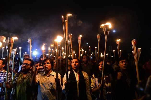 <span class='image-component__caption' itemprop="caption">Hundreds protested against the killings of secular writers and publishers on Monday, calling for more government protection.</span>